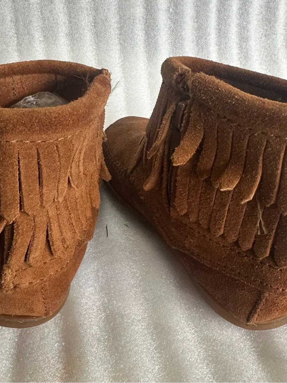 Minnetonka Kids Brown Suede Fringe Moccasin Boots